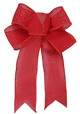 HJHIWE 12 Stück rote Juteschleifen, Weihnachtsschleife, 24,9 x 19,1 cm, Weihnachtskranz, Schleife, Weihnachtsbaumspitze, Schleife, zum Basteln, für Blumensträuße, Zuhause, Hochzeitsdekoration