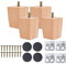 Smilbaley Pieds De Meuble en Bois Coniques - 4 Pièces pour Canapé, TV, Lit, Table à Manger, Sièges, Fauteuil et Meubles (6cm)
