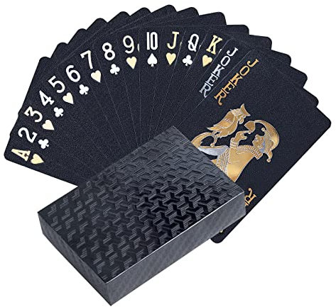 Joyoldelf Schwarzer Spielkarte,Pokerkarten Wasserfest Kartenspiel Neuheit,Spiel Mit Box - Poker Playing Cards Perfekt für Partys und Spiele