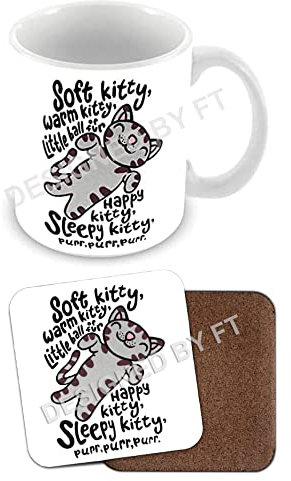FlyingTurtles Inspired by The Big Bang Theory Soft Kitty Mug and Coaster Set by FT.