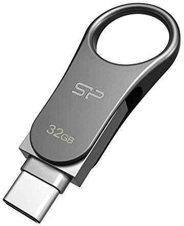 Silicon Power 32GB USB-C Type C USB 3.0/3.1 Gen 1 Dual Flash Drive, Mobile C80, Compatible with Samsung Galaxy, Google Pixel