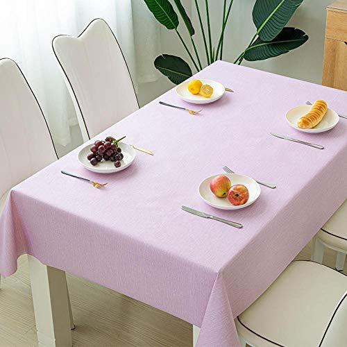 Qkoimpnrd Nappe Tissu Imperméable pour Table Rectangulaire PVC Simple Table à Manger Picnic Part Rose Pâle 140 × 200cm