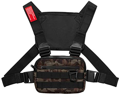 SunaOmni Sac de poitrine pour course à pied Sac de survie Sac poitrine pour homme Poche tactique Poche poitrine Radio Walkie Chest Bag Harnais Poche pour sports de plein air Jogging Entraînement