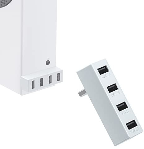 Xbox Series S USB Hub 2.0,Mcbazel 4 Ports Multiport USB Extender High Speed USB Hub Portable Splitter Expansion Adapter Compatible with Xbox Series S Console - White