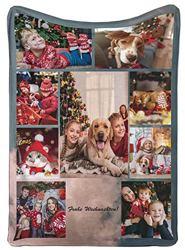 OXYEFEI Personalisierte Decke mit Foto, Kuscheldecke Personalisiert Super Weiche Fotodecke für Freunde und Familie Geburtstag Männer Freundin