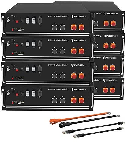 Pylontech 8X US3000C LiFePO4 Batterie 28kWh mit Wechselrichter-Anschlusskabelset