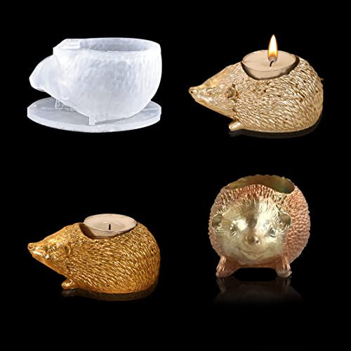 Voyyphixa Igel Silikonformen Epoxidharz, Kerzenständer Resin Gießform Tiere 3D Epoxidharz Formen Silikon Gießformen für Pflanztopf Vase, Blumentopf, Dekorationen, Ornamente (Hedgehog Mold)