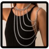 Clataly Sexy U-formed Naps One-shoulder Body Chain Neck Chain Collana Accessori per il corpo Gioielli per le donne e le ragazze (Argento)