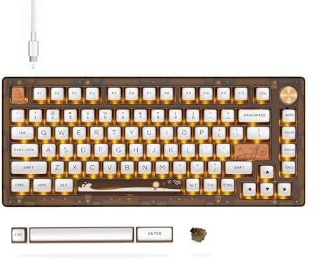 Womier 75% Keyboard, Hot Swappable Mechanical Keyboard, TPO and Gasket Dual-Mount Retro Gaming Keyboard, Knob Control Custom RGB Backlit, Pre-lubed Stabilizer for Mac/Win (G75 Brown)