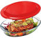 Plat à Four en Verre avec Couvercle, 2.2L - Petit Plat à Lasagne pour le Four (PAS LE COUVERCLE), Oval, Récipient en Verre avec Couvercle en Plastique