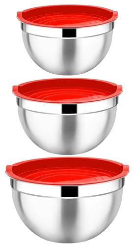 Joyfair Stainless Steel Mixing Bowl Set of 3 (Red)