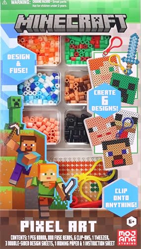 Tara Toys Minecraft Pixel Art Bead Kit 800 Beads, Templates & Pegboards Build Minecraft Pixel Characters & Tools Creative Craft Toy for Kids Ages 6