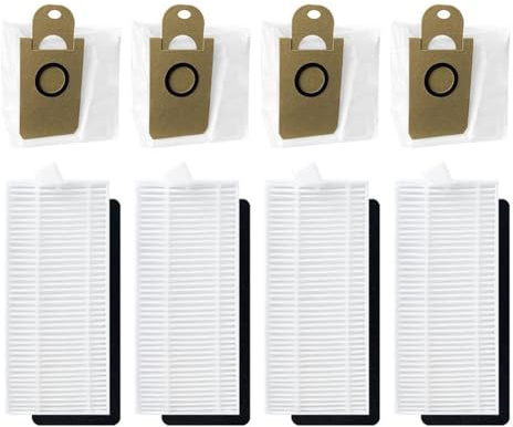 Ersatzteile, kompatibel mit für Honiture für Q6 SE Roboter-Staubsaugern, 4 Staubbeutel, 4 HEPA-Filter, 8 Stück
