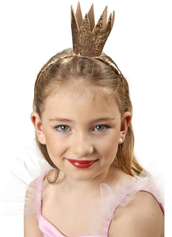 Das Kostümland Goldene Glitzer Krone zum Prinzessin Kostüm – Haarreif mit funkelnden Details für Märchen, Karneval, Theater & Mottopartys
