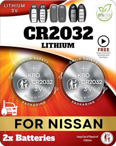 Key Fob Batteries for Nissan (2-Pack) CR2032 - Infiniti Altima Sentra Versa Rogue Pathfinder Murano Maxima Kicks Titan Frontier Armada Leaf Juke Quest 370Z GT-R - Smart Remote Battery Replacement