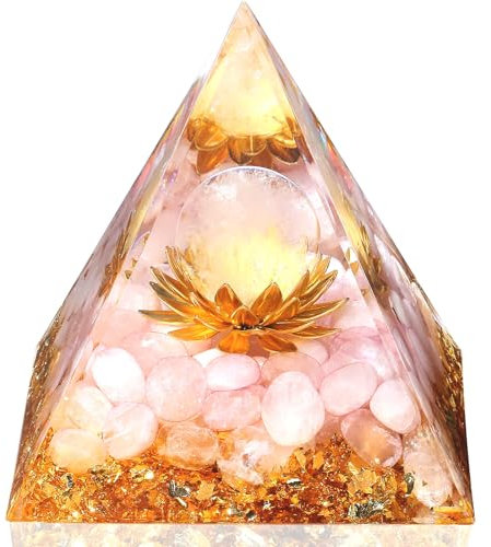 GUJOXILA Rose Quartz Crystal Gifts Healing Crystals Pink Crystal Gifts for Women Bedroom Desk Ornaments Decor Spiritual Reiki Meditation Protection Energy Lotus Flower Orgonite Tower