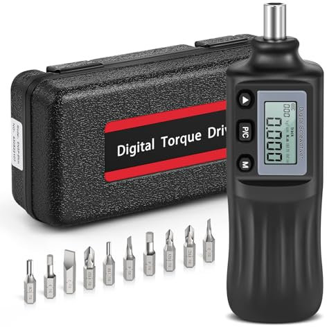 BAOSHISHAN Digital Torque Screwdriver 0.48-8N.m, 0.001 N.m Increment, 1/4 Drive Screwdriver with 10Pcs Bits and Storage Case, Buzzer and LCD Backlight, Accurate to ±2% (8Nm)