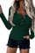 TrendiMax Womens Long Sleeve Henley Shirts Button Down Ribbed Knit Fleeced T Shirt Slim Fit Blouse Tops Dark Green