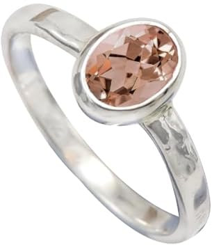 JEWELFORCE 925 Sterling Silber Morganit Lab Grown Edelstein Ring Herren Damen Steinbandring Alle Größen Ring Handgefertigter Schmuck JSR-1080BC_67 (21.3)