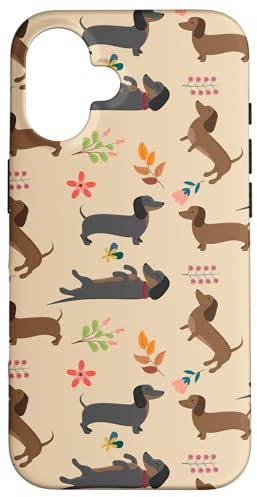Dachshund Pattern Sausage Dog Lover Wiener Flower Pattern Case for iPhone 16