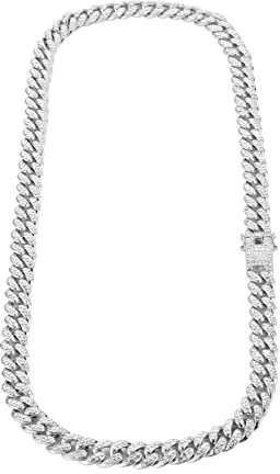 Calefee Halskette Männer Iced Out 60 cm, Panzerkette Damen 12,5mm Breit Hip Hop Ketten für Anhänger Modeschmuck