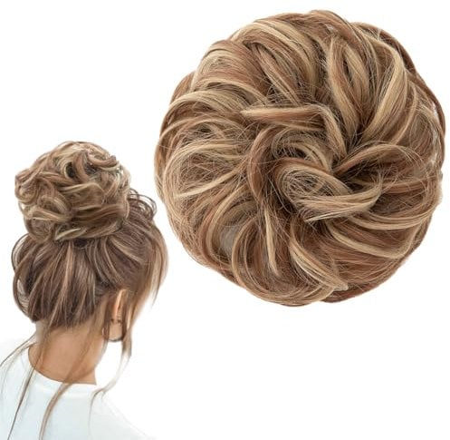 QOMJUFA Chignon Finto per Capelli, Elastici Chignon Finti Sintetica Ondulato Capelli Naturale Coda di Cavallo Posticci per Capelli Spessi Updo per Donne Ragazze