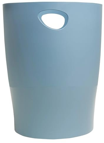 Exacompta - Ref. 45370D – Karton mit 8 Papierkörben mit Griffen ECOBIN Autentik – großes Fassungsvermögen 15 l – Maße 26,3 x 26,3 x 33,5 cm – für Büro oder Zuhause – Blau Grau