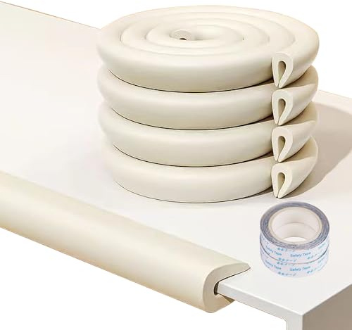 U Shape Edge Protectors For Kids,4m/157in,Foam Baby Proofing Safety Bumper Guard Strip,Child Proof Edge Protector,Suitable For Thinner Glass Furniture Less Than 1.5cm(Milky White)