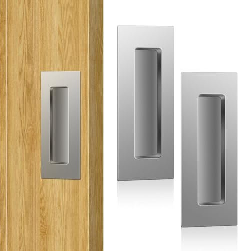 Gudui 150mm Sliding Door Handles Recessed Flush Door Finger Pull Stainless Steel for Barn Door, Pocket Door, Kitchen, Cupboard, Cabinet, Closet, 2 Pack