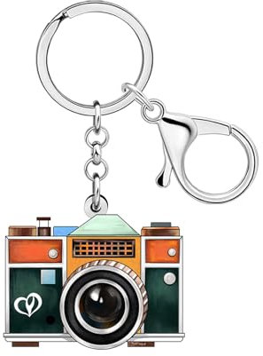 BAMAY Acryl Kamera Schlüsselanhänger Vintage Schmuck 90er 80er Jahre Zubehör Nostalgie Geschenke für Frauen Fotografen Mädchen Handtasche Charms (Grün)