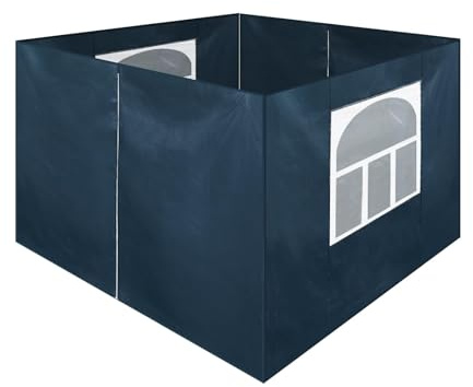CLIPOP Pavillon Seitenteile, 4 Panel Ersatz Seitenwände für Pavillons Baldachin, Wasserabweisende Pavillonvorhänge mit 2 Fenster und 2 Reißverschluss (Blau, 2x2M)