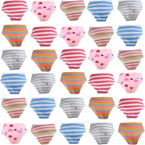 Baby Doll Nappies Doll Underwear 30-Pack,Baby Doll Accessories Set for 11.5 Inch Dolls, Reusable Doll Nappies for Pretend Play Game, Cute Baby Dolls Diaper Set for Dolls Up to 29cm