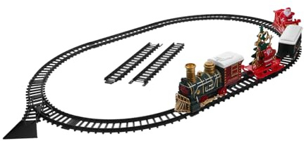 Yardwe Eisenbahnschienenspielzeug Mit Lichtern Elektrischer Weihnachtszug Für Junge Mädchen Weihnachtsbaumzug-spielset Mit Cartoon-personenwagen Modelleisenbahn Für Weihnachten Leicht Zus