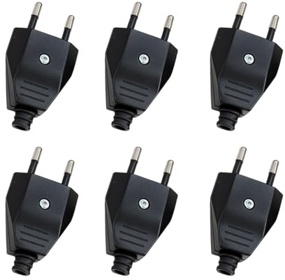 6PCS Fiche Male Prise Electrique, Plate 250V 2,5A, Fiche Électrique Mâle Plate pour Installation ou Remplacement, Embout Prise Électrique Plate À Visser pour Appareils Domestiques