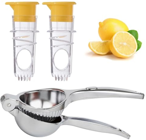 3-teiliges Set Zitronenpresse Edelstahl, Saftpresse Manuell,mit Edelstahl- und Kunststoff-Zitronenpressen, Ideal für Zitrusfrüchte, Robust und Langlebig,schnelle und effektive Entsaftung, super leicht