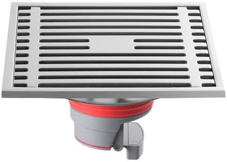 FACAIIO Siphon de sol de douche en acier inoxydable, 15 x 15 cm, anti-design avec panier amovible, drainage et installation efficaces
