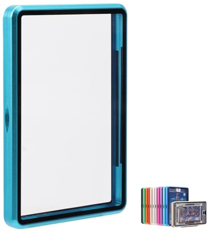 Metal Slab Protector for Ungraded Sealed Card,75PT~130PT,Light Blue | UV Protection,Scratch Resistant, Aluminum Frame Magnetic Closure Bumper Case for Sports & Gaming Cards