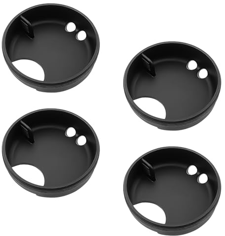 Hopzab 4PCS Silicone Splash Guards, Wide Mouth Water Bottle Inserts, Easy Sipper Spout Lids, Spill-Proof Accessories for 5.3cm Bottles, Black