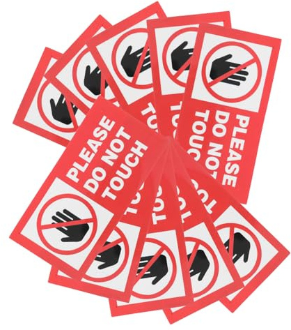 Etichette Adesive di Avvertimento Non Toccare in Vinile PVC 10 Pezzi | Messaggio di Sicurezza Chiaro, Icone Standardizzate e Colori ad Alto Contrasto, per Vetro e Apparecchiature