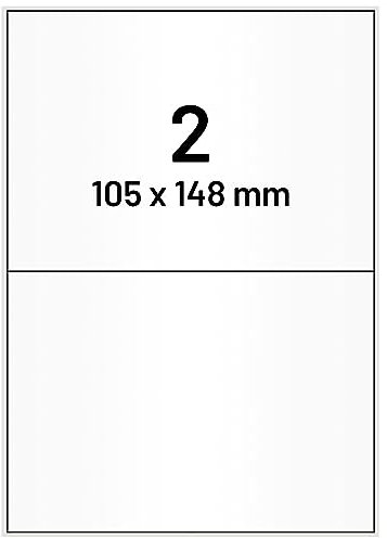DIN A6 Versandetiketten auf DIN A5 Bogen, weiß - 105 x 148 mm - 2.000 Papier Etiketten A6 auf 1.000 Blatt, selbstklebende Versandlabels für DHL, DPD, Fedex, GLS, Hermes, UPS, matt