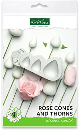 Flower Pro Rose Cones & Thorns Silicone Mould for Cake Decorating & Clay Crafts by Katy Sue Moulds & Flower Pro Moulds. 3 Sizes of Rose Cone & Thorns for Use with Fondant & Air Dry Clay.