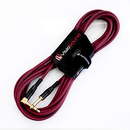 VisioSound Premium Guitar Bass Lead 6.35mm 1/4 Angled Jack/Pro Noiseless Instrument Cable (Purple, 6m)