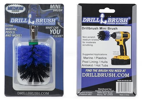Drillbrush Medium Blue Nylon Scrub Brush - Boat Accessories - Hull, Carpet, Vinyl Cleaner - Algae, Barnacles - Drill Powered - 1 Count