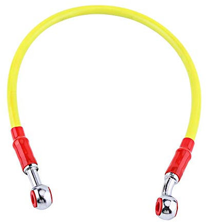 Brake Oil Hose Line, Braided Oil Brake Line Banjo Fitting Stainless Steel End, Suitable for Most of Motorcycle(45CM-Yellow) Brake line Brake line