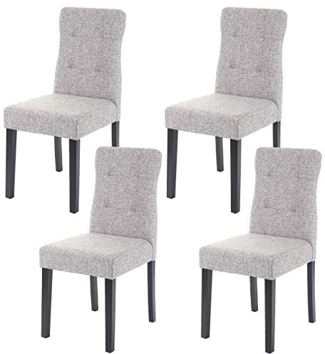 Mendler 4er-Set Esszimmerstuhl HWC-E58, Stuhl Essstühle, MVG-Zertifiziert - Stoff/Textil grau, dunkle Beine
