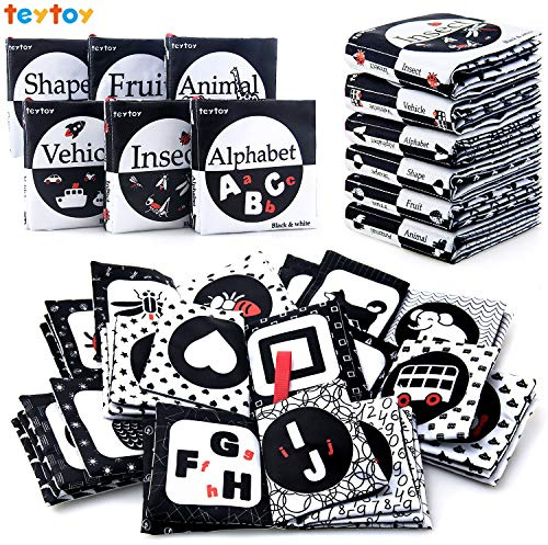 Black and White Baby-Book Sensory Toy High Contrast Baby Sensory Books,6pcs | First Book Newborn Toys Early Educational Baby Books 0-6 Months Newborn Baby Toy Baby Shower Toys
