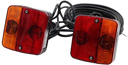 ETUKER Magnetic Trailer Tail Light Kit - 12V LED Tail Lights With License Plate Lamp, Magnet Mounted, 7.5m Cable and 7 Pin Plug, Caravan/Truck/RV/Trailer Compatible
