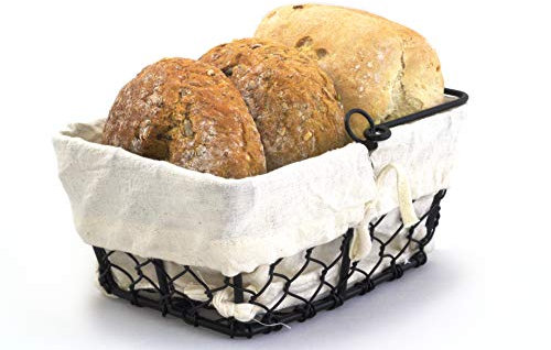 Chef-hub Rectangle Wire Bread Basket with Lined Cloth Pack of 2