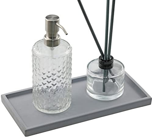 FREELOVE Dekoratives Beton-Tablett, Parfüm-Organizer, Schmuck, Make-up-Teller, Zement-Tafelaufsätze für Schminktisch, Kommode, Couchtisch, WC-Tank, Arbeitsplatte, Badezimmer, rechteckig, 13x27 cm