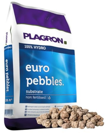 Plagron Euro Pebbles 45 Litri - Sfere di Argilla espansa idroponica drenante granuli di Argilla drenante granuli di Argilla Perlite terriccio Perlite